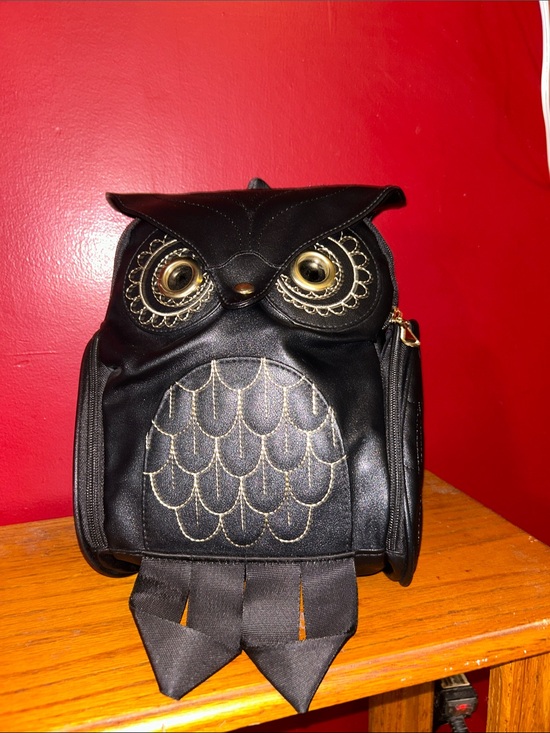 Handbags - Black owl backpack is a versatile novelty backpack bag multi pocket, NWOT